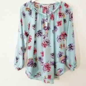Rebecca Taylor Silk Floral 3/4 Sleeve Blouse, Sz 0